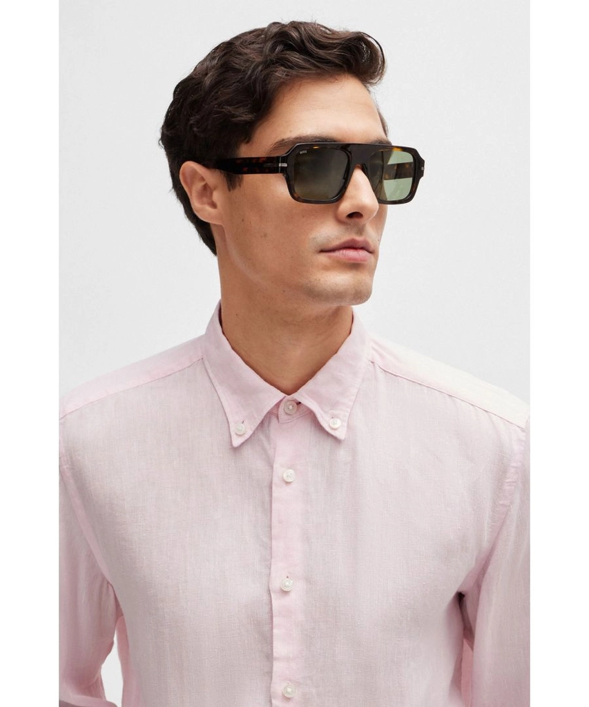 Hugo Boss Mens S-liam-s-bd-c1-242 Long Sleeved Shirt Light Pastel Pink - Size X-Large